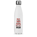 Red & Black Dots & Stripes Water Bottle - 17 oz. - Stainless Steel - Full Color Printing (Personalized)