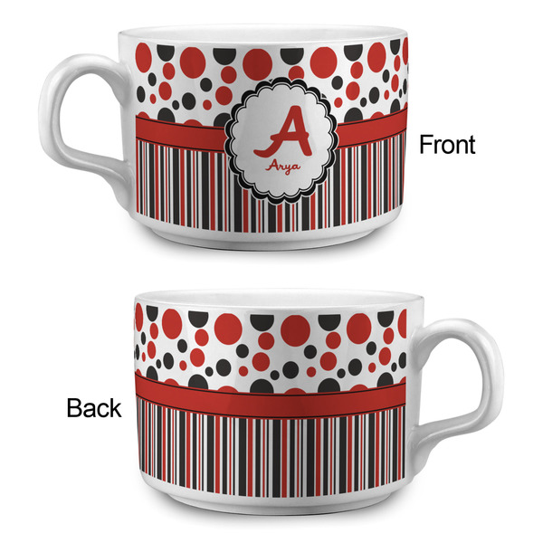 Red & Black Dots & Stripes Tea Cup - Single Apvl