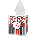 Red & Black Dots & Stripes Tissue Box Cover (Personalized)
