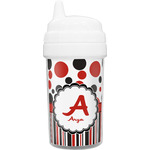 Red & Black Dots & Stripes Sippy Cup (Personalized)