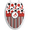 Red & Black Dots & Stripes Toilet Seat Decal - Elongated (Personalized)