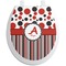 Red & Black Dots & Stripes Toilet Seat Decal (Personalized)