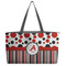 Red & Black Dots & Stripes Tote w/Black Handles - Front View