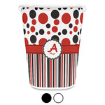 Red & Black Dots & Stripes Waste Basket (Personalized)
