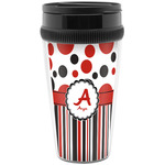 Red & Black Dots & Stripes Acrylic Travel Mug without Handle (Personalized)