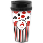 Red & Black Dots & Stripes Acrylic Travel Mug without Handle (Personalized)