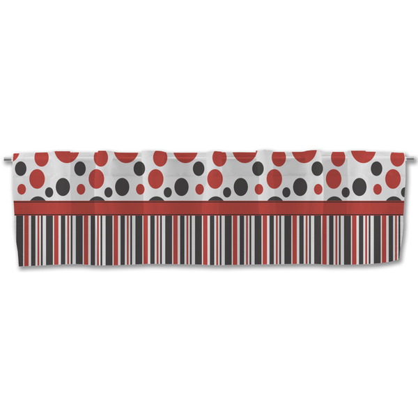 Red & Black Dots & Stripes Valance - Front