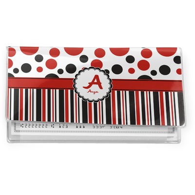 Red & Black Dots & Stripes Vinyl Checkbook Cover (Personalized)