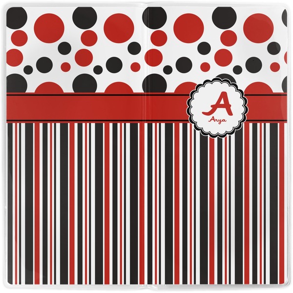 Red & Black Dots & Stripes Vinyl Document Wallet - Apvl