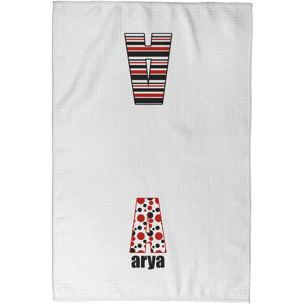 Red & Black Dots & Stripes Waffle Towel - Partial Print - Approval Image