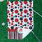Red & Black Dots & Stripes Waffle Weave Golf Towel - In Context