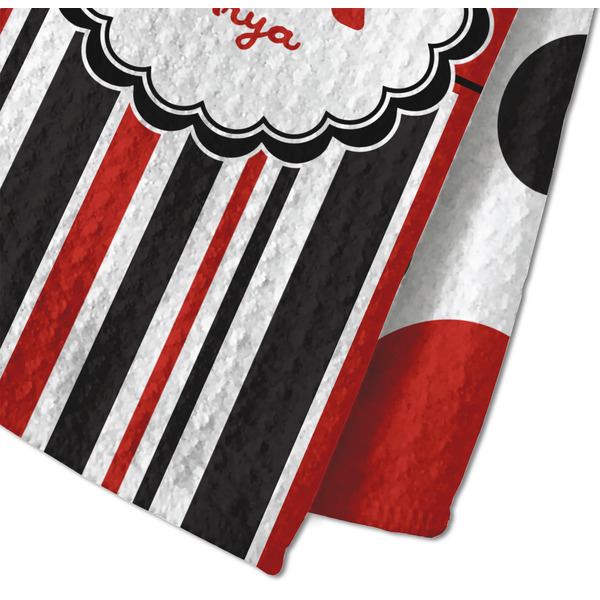 Red & Black Dots & Stripes Waffle Weave Towel - Closeup of Material Image