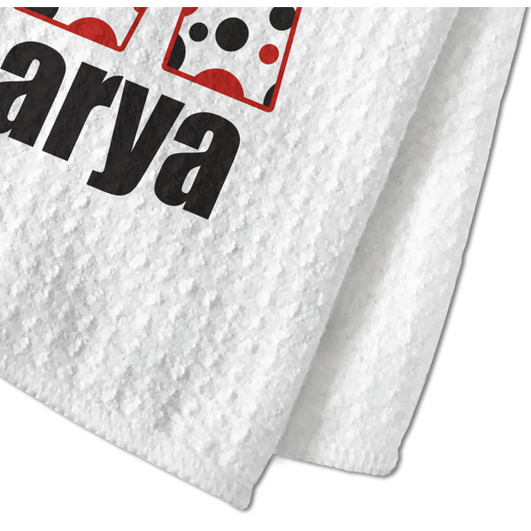 Red & Black Dots & Stripes Waffle Weave Towel - Closeup of Material Image