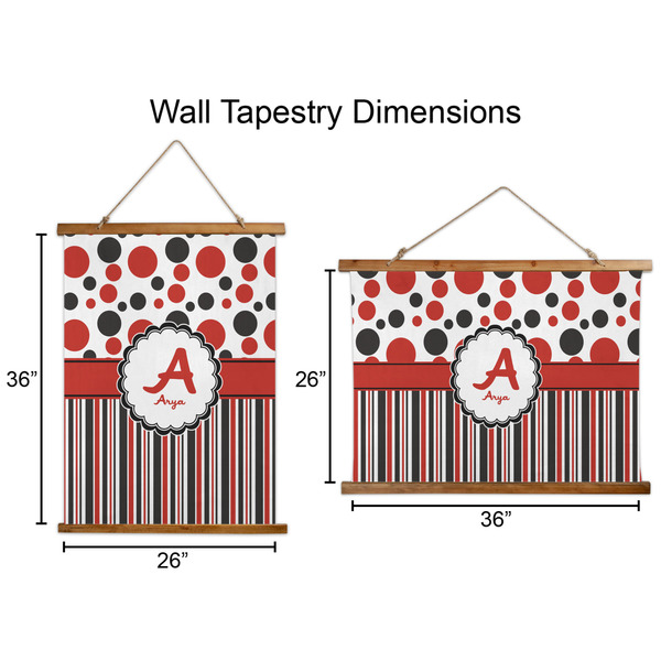 Red & Black Dots & Stripes Wall Hanging Tapestries - Parent/Sizing