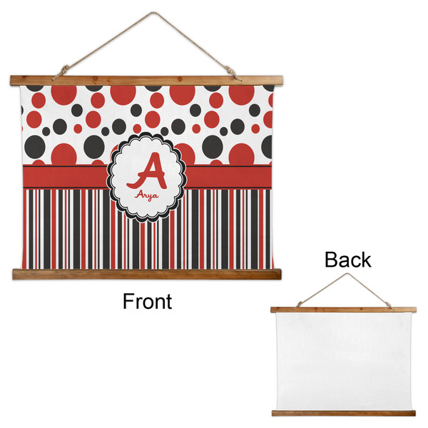 Red & Black Dots & Stripes Wall Hanging Tapestry - Landscape - APPROVAL