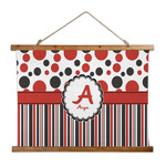 Red & Black Dots & Stripes Wall Hanging Tapestry - Wide (Personalized)