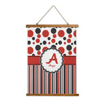 Red & Black Dots & Stripes Wall Hanging Tapestry (Personalized)