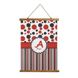 Red & Black Dots & Stripes Wall Hanging Tapestry (Personalized)
