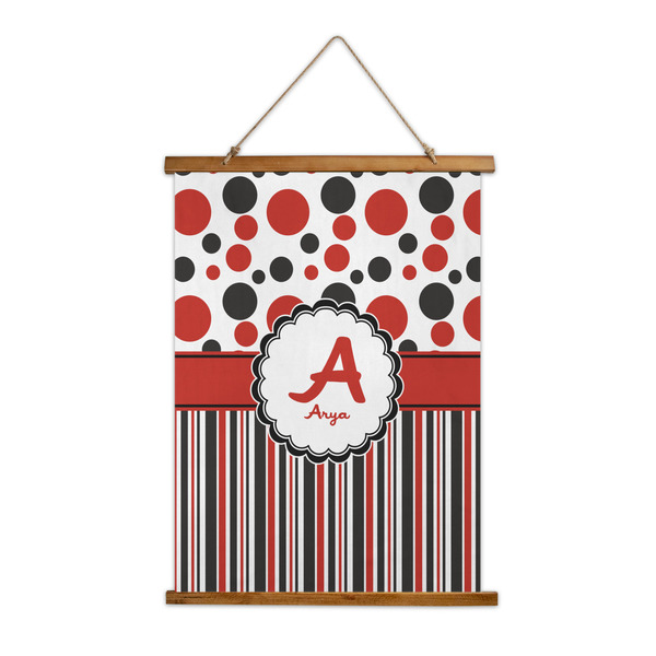 Custom Red & Black Dots & Stripes Wall Hanging Tapestry (Personalized)