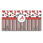 Red & Black Dots & Stripes Wall Mounted Coat Rack (Personalized)