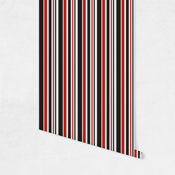 Red & Black Dots & Stripes Wallpaper on Wall
