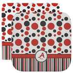 Red & Black Dots & Stripes Facecloth / Wash Cloth (Personalized)