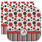 Red & Black Dots & Stripes Washcloth / Face Towels