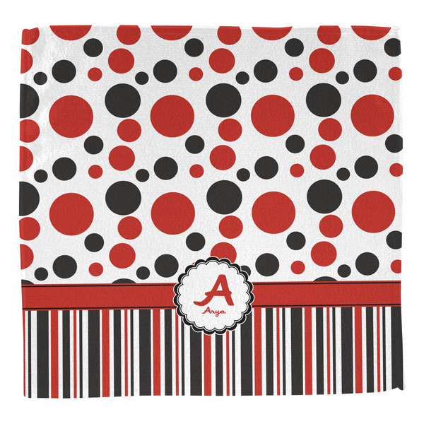 Red & Black Dots & Stripes Washcloth - Front - No Soap