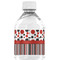 Red & Black Dots & Stripes Water Bottle Label - Back View
