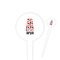 Red & Black Dots & Stripes 4" Round Plastic Food Picks - White - Single Sided (Personalized)