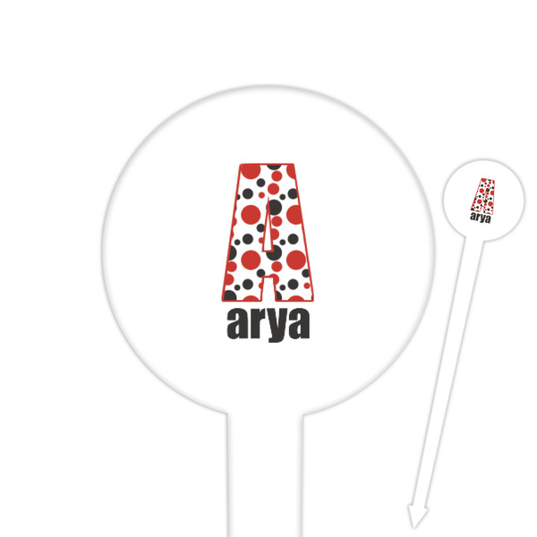 Custom Red & Black Dots & Stripes Round Plastic Food Picks (Personalized)