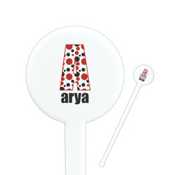 Red & Black Dots & Stripes 7" Round Plastic Stir Sticks - White - Double Sided (Personalized)