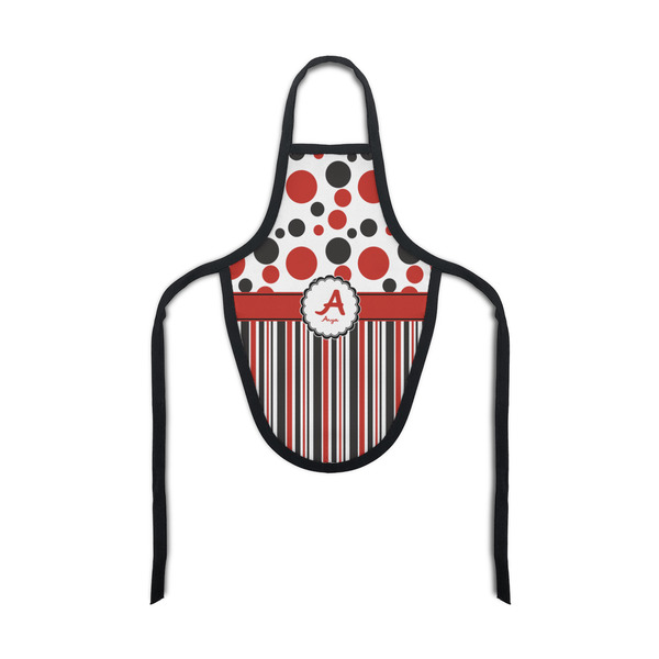 Custom Red & Black Dots & Stripes Bottle Apron (Personalized)
