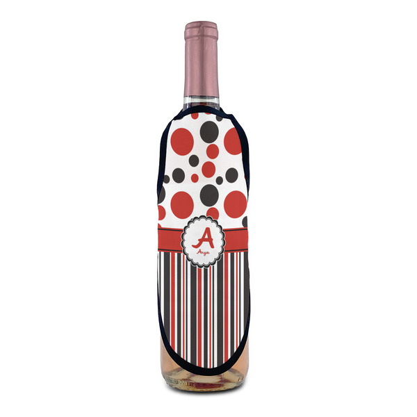 Red & Black Dots & Stripes Wine Bottle Apron - IN CONTEXT