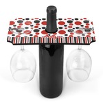 Red & Black Dots & Stripes Wine Bottle & Glass Holder (Personalized)