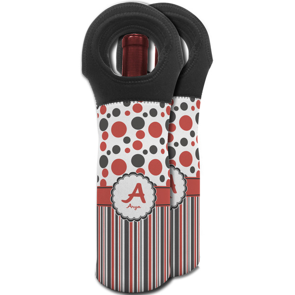 Red & Black Dots & Stripes Wine Tote Bag - MAIN