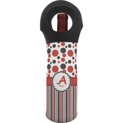 Red & Black Dots & Stripes Wine Tote Bag (Personalized)