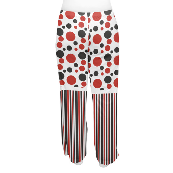 Red & Black Dots & Stripes Women's Pj on model - Back