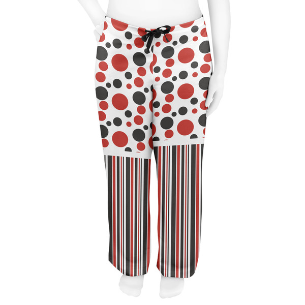 Red & Black Dots & Stripes Women's Pj on model - Front