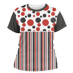 Red & Black Dots & Stripes Women's Crew T-Shirt