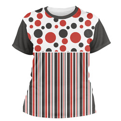 Red & Black Dots & Stripes Women's Crew T-Shirt - Large