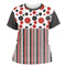 Red & Black Dots & Stripes Womens Crew Neck T Shirt - Main