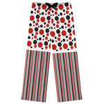 Red & Black Dots & Stripes Womens Pajama Pants - L