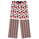 Red & Black Dots & Stripes Womens Pajama Pants - XS