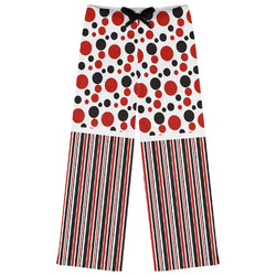 Red & Black Dots & Stripes Womens Pajama Pants - XS