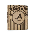 Red & Black Dots & Stripes Wood 3-Ring Binder - 1" Half-Letter Size (Personalized)