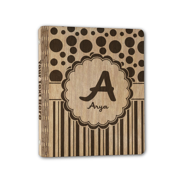Custom Red & Black Dots & Stripes Wood 3-Ring Binder - 1" Half-Letter Size (Personalized)