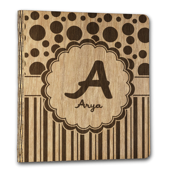 Red & Black Dots & Stripes Wood 3-Ring Binders - 1" Letter - Front