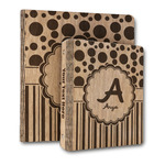 Red & Black Dots & Stripes Wood 3-Ring Binder (Personalized)