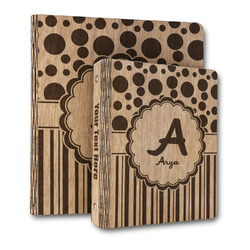 Red & Black Dots & Stripes Wood 3-Ring Binder (Personalized)